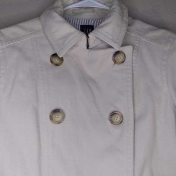 Vintage Gap Pea Coat Double Breasted Buckle Detail Front Pockets Soft Cream W M - Picture 11 of 15